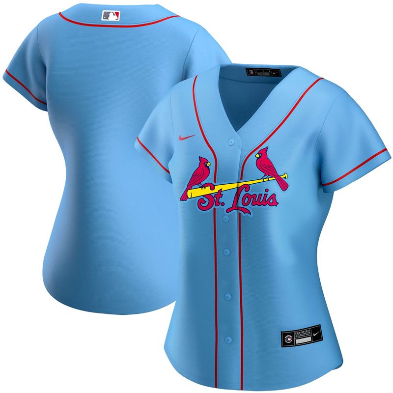2020 MLB Women St. Louis Cardinals Nike Light Blue Alternate 2020 Replica Team Jersey 1